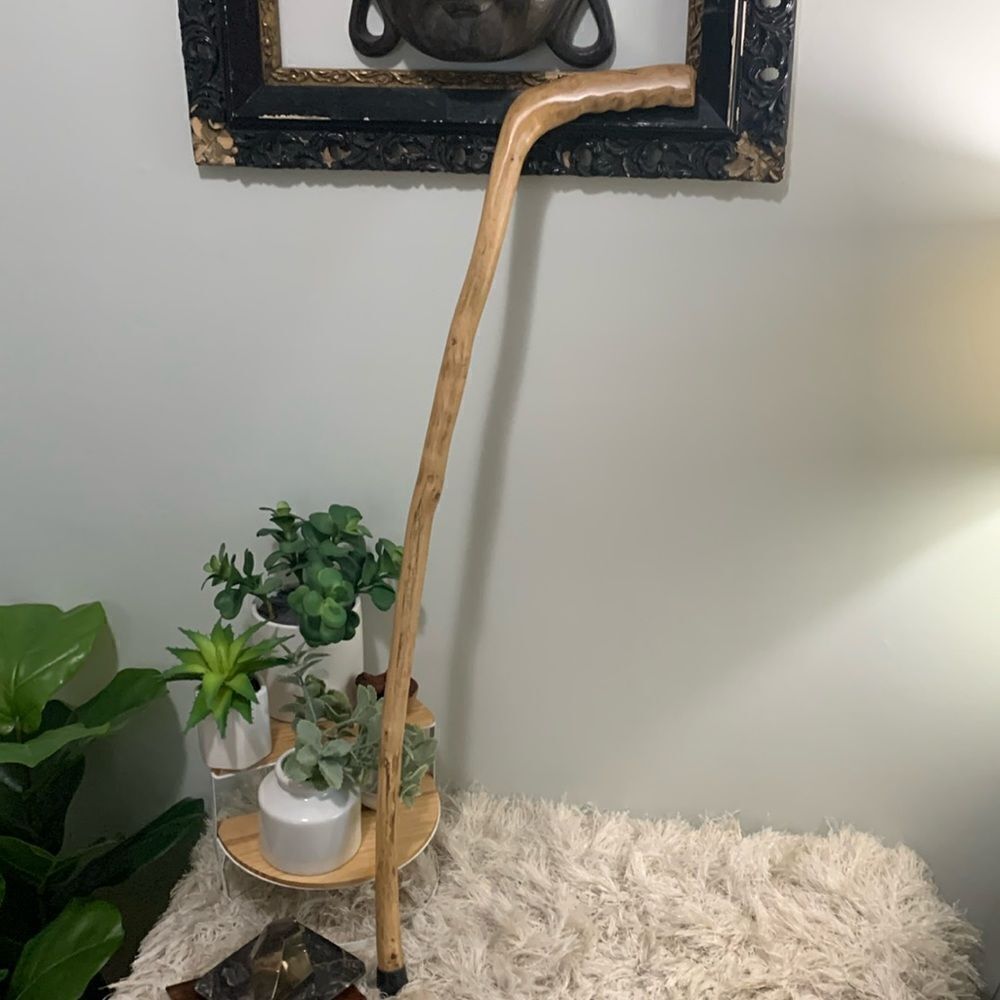 Wooden Cane With Rubber Cap On Bottom Handcrafted One Of A Kind